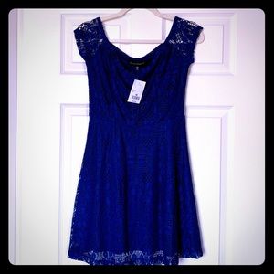 NWT. Navy Blue Lace Skater Dress